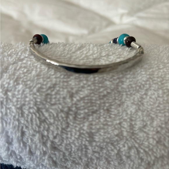 JJill Silver Hammered Bar and Bead Adjustable Bracelet - Picture 2 of 5